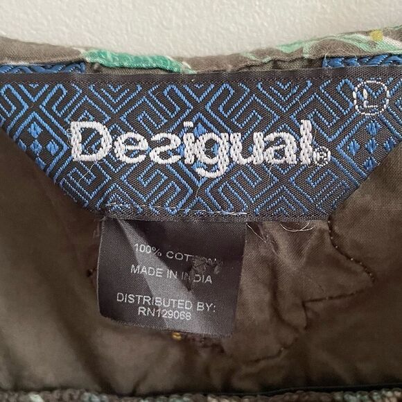 DESIGUAL Boho Cotton Sleeveless Printed Mini Dress Multicolour L - Picture 9 of 10